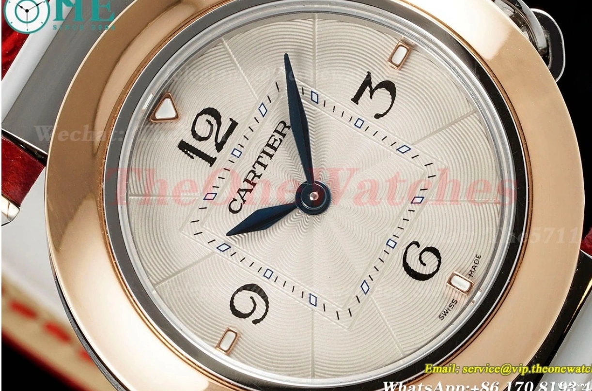 30mm SS De Ladies White LE Cartier Quartz RG Dial Red Pasha AF 0325